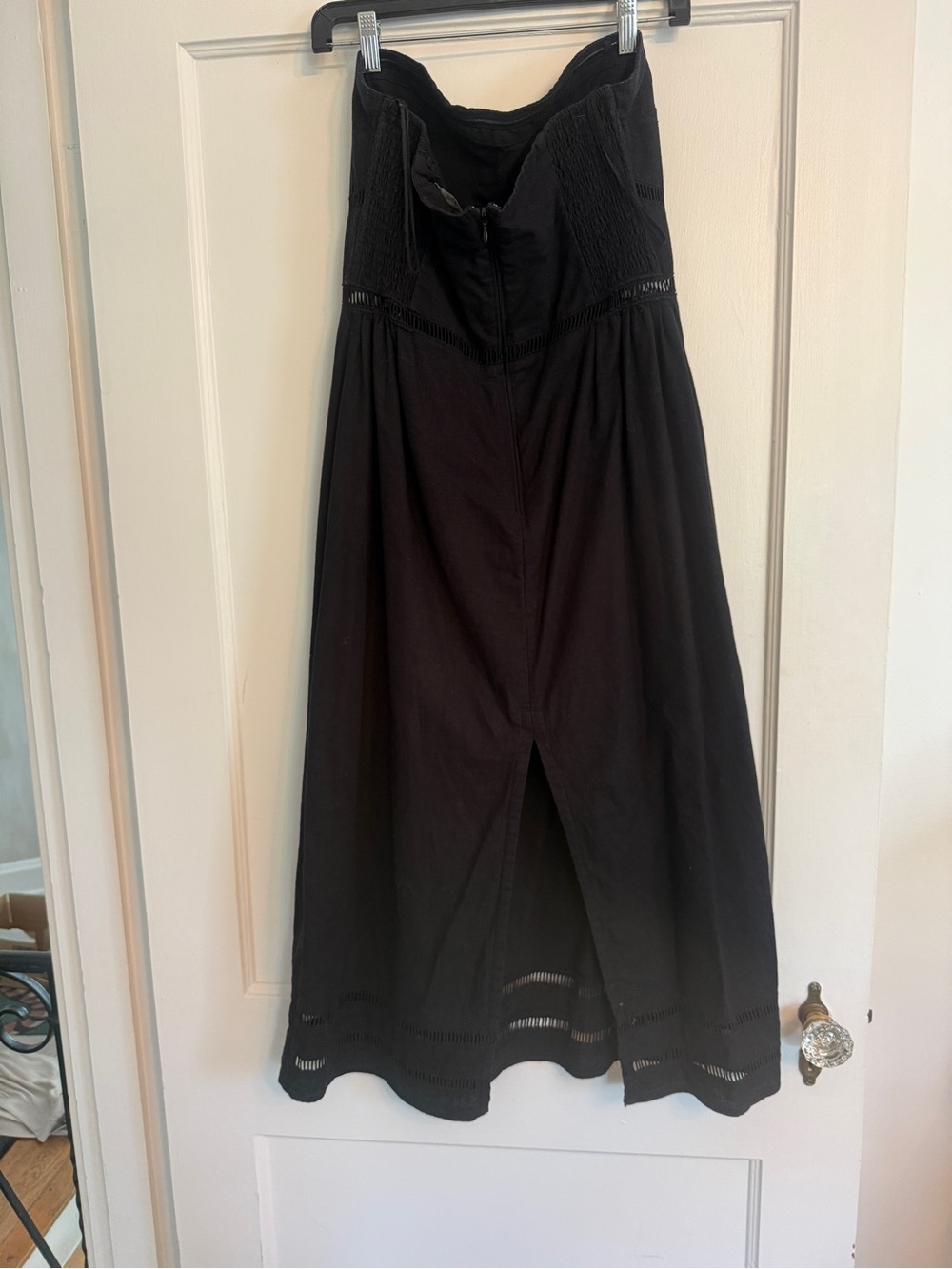 Abercrombie & Fitch Strapless Black Linen Midi Dress with Ladder Stitch - Picture 5 of 8